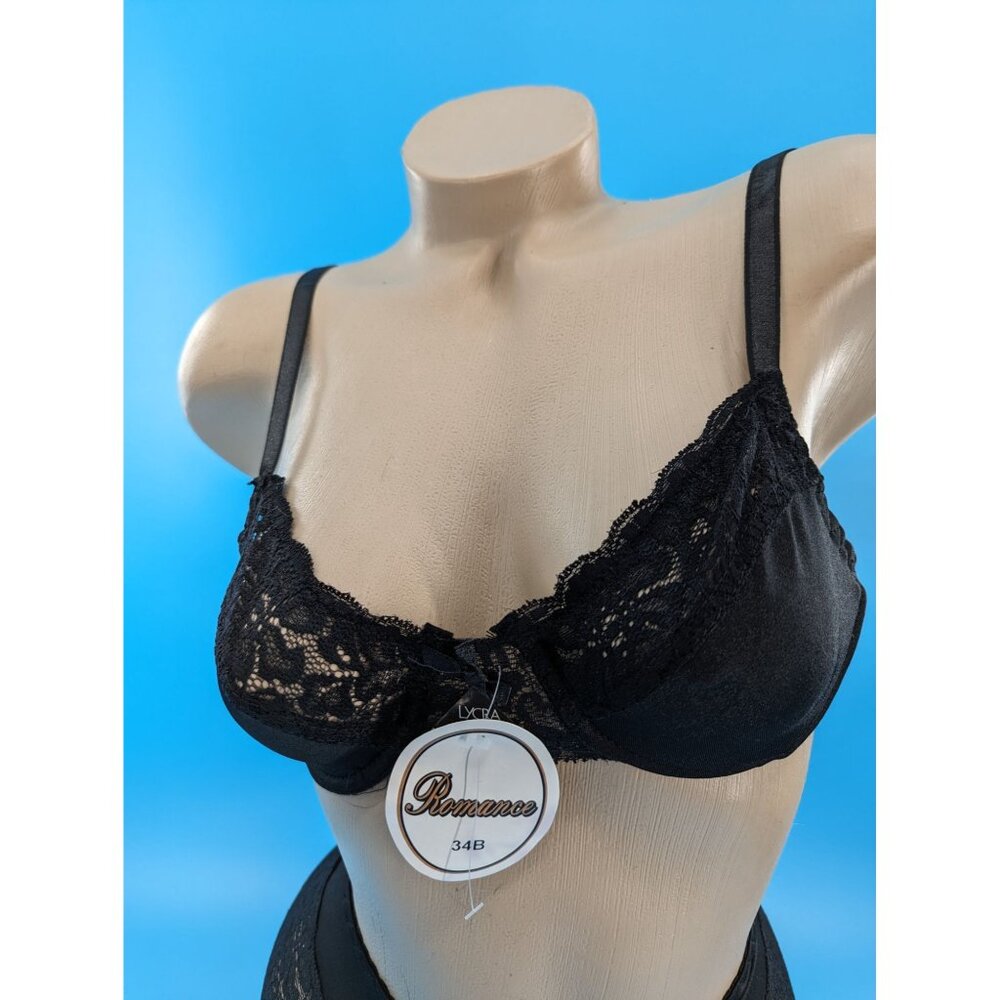 ROMANCE Black Bra & Boyshort set lots of sizes NEW - Picture 3 of 6